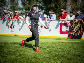 Brooke Henderson, the hometown hero, was all smiles as fans cheered her on at the CP Women’s Open 17th hole, which was lined with hockey boards.