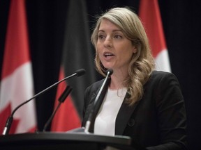 Canadian Foreign Minister Mélanie Joly speaks during a press conference.