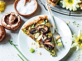 Mushroom and spinach quiche from The Two Spoons Cookbook.