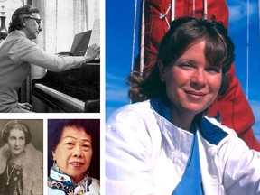 Clockwise from top left: Composer Violet Archer, traveller Diane Stuemer, justice-seeking Chow Quen Lee and writer Madge Hamilton Macbeth will be featured in this year’s Annual Historical Tour at Beechwood.