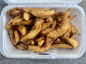 Plantains from Lazare's BBQ House on Montreal Road, photo by Peter Hum