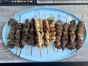 Charcoal grilled lamb, chicken and beef skewers from Lazare's BBQ House on Montreal Road, photo by Peter Hum