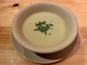 Cold asparagus potage at L’Orée du Bois in Chelsea
