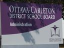 Photo d'archive : Panneau du Conseil scolaire de district d'Ottawa-Carleton