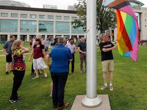 The Progress Pride flag was raised outside City Hall on Monday, signalling the start of the 2022 edition of Capital Pride.