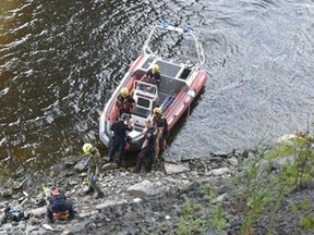 A water rescue team was launched from the Hull Marina to transport the patient from underneath the Alexandra Bridge to an ambulance waiting at the Ottawa Rowing Club.
