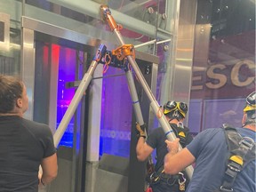 The OFS Rope Rescue Team safely rescued an individual trapped and in distress in an OC Transpo LRT elevator at the Parliament Station on Sunday evening, August 21, 2022.