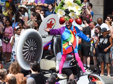 A float from Air Canada makes its way through the 2022 Capital Pride Parade in Ottawa on Sunday, Aug. 28, 2022.