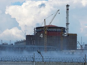 FILE PHOTO: A view shows the Zaporizhzhia Nuclear Power Plant in the course of Ukraine-Russia conflict outside the Russian-controlled city of Enerhodar in the Zaporizhzhia region, Ukraine Aug. 4, 2022.