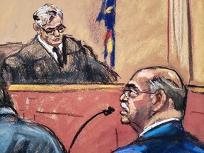 Allen Howard Weisselberg, the former Trump Organization CFO, sits in New York State Supreme Court, as he pleads guilty during his hearing in the Manhattan borough of New York City, U.S., August 18, 2022 in this courtroom sketch.