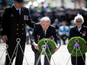 File photo: Second World War veteran Alex Polowin laid a wreath at the Anniversary of the Battle of the Atlantic Ceremony in May 2018 to commemorate the sacrifices made by thousands of Canadians who fought in the North Atlantic.