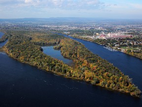 An aerial view of Kettle Island in the Ottawa River. The federal government continues to study the feasibility of a 'sixth crossing' near this location.