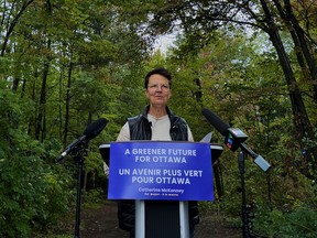 Mayoral candidate Catherine McKenney announces plans for the greenbelt and for preserving green spaces in the city recently.
