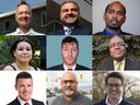 Some of Ottawa's mayoral candidates, top row from left: Mike Maguire, Nour Kadri, Bernard Couchman; Center row from left: Celine Debassige, Jacob Solomon, Ade Olumide, bottom row from left: Graham MacDonald, Param Singh, Brandon Bay. Not pictured is Gregory Guevara.