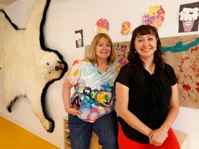 Kathleen Jadan, early years manager, and Heather Ochalski, director of the early years program, pose for a photo at the Inuuqatigiit Centre's new Pirurviapik Childcare Centre in Ottawa.