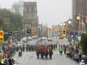 OTTAWA - Sept 19, 2022 - After 10 days of mourning, her Majesty Queen Elizabeth II, who died on Sept. 8, was laid to rest in London, England Sept. 19. The Government of Canada commemorated the historic day with a national ceremony in Ottawa featuring a military parade, a ceremony at Christ Church Cathedral and a 96-gun salute.   TONY CALDWELL, Postmedia.