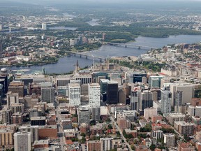 OTTAWA - Aug 18,  2022 - Parliament Hill and the city of Ottawa from a helicopter Thursday, TONY CALDWELL, Postmedia.