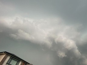 A file photo of thunderstorm clouds