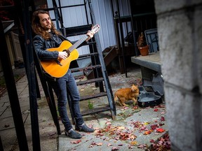 Chris Landry, an Ottawa singer and songwriter, photographed in his backyard in mid-October. Landry is releasing a new country-folk album.