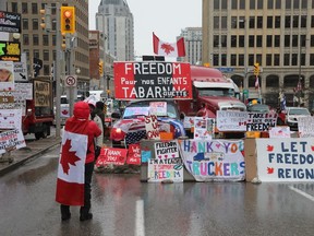 File photo: The "Freedom Convoy" protest on Wellington Street in Ottawa on Feb. 10, 2022.