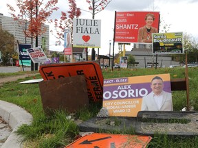 Municipal election signs must be removed by 11:59 p.m. Thursday.