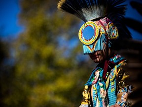 The Tagwàgi (Autumn) Festival took place on the weekend at the Madahòkì Farm. The Every Child Matters powwow was held Sunday, October 2, 2022, at the farm honouring children, survivors and the families impacted by residential schools. Sixteen-year-old Tristan Dreaver, a grass dancer in his stunning regalia, was getting ready for the grand entry of the powwow at the farm Sunday. ASHLEY FRASER, POSTMEDIA
