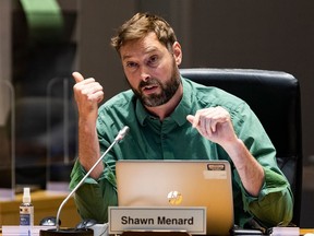 Councillor Shawn Menard during a council meeting at Ottawa City Hall in July, 2022.