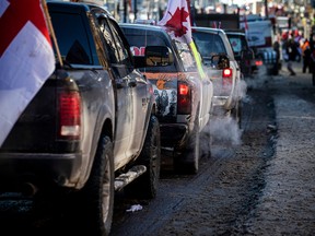 Protesters roll into Ottawa on Jan. 30, 2022.