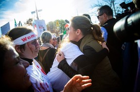 Special guests Prime Minister Justin Trudeau and his wife Sophie Grégoire Trudeau took part in Saturday’s protest, including the human chain, so show their support.