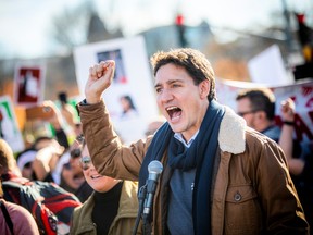 Saturday’s protest started at the National Gallery of Canada and marched to form a human chain stretching the length of the Alexandra bridge. Special guests Prime Minister Justin Trudeau and his wife Sophie Grégoire Trudeau took part in Saturday’s protest.