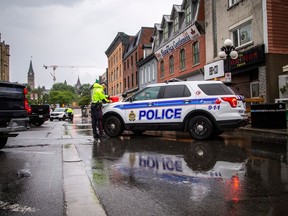 Ottawa Police investigate an overnight shooting in the ByWard Market on Aug. 26.