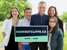 Mark Sutcliffe, seen here with his wife Ginny and three kids (Erica, 23, Jack, 10 and Kate, 13), has shown sympathy for progressive causes while still respecting spending limitations.