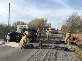 Emergency crews responded to the two-vehicle collision on Anderson Road on Friday afternoon.
