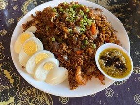 Nasi goreng (Indonesian fried rice) with shrimp at Djakarta Taste in the Hull section of Gatineau