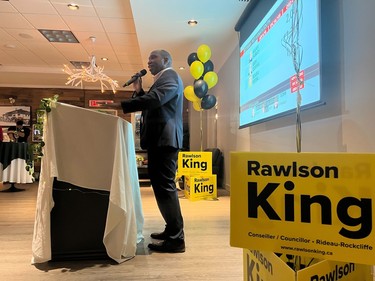"Our motto was building stronger communities together, and that's the philosophy I move forward with. That's why we were successful. It wasn't my success." Rawlson King gives acceptance speech after early votes show him to be re-elected as Ward 13 councillor.