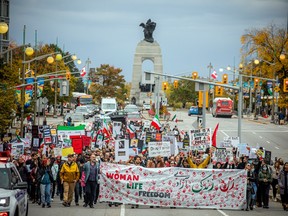 Iranian-Canadians for Justice & Human Rights organized a march and rally in support of Iranian women in Ottawa on Saturday. The march started on Wellington Street across from Parliament Hill and made its way down Elgin Street to Ottawa City Hall.