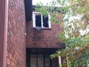 Scene of bedroom fire on Inwood Dr. in Kanata Wednesday morning.