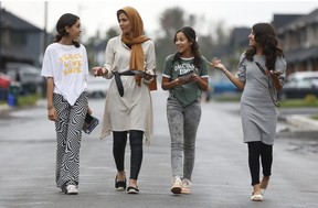 Zainab Alsalihiy (second to the left) campaigns in the Riverside South-Findlay Creek ward along with Fatima Zaidan, Mariam Zein and Aya Kalkas.