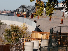 Construction at Nepean Point, newly renamed Kìwekì Point, in Ottawa.