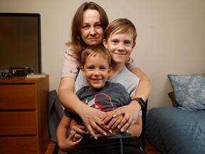 Oksana Tiutiunnyk and her two boys, Kostia, 12, and Vlad, 5, came to Canada as refugees from Ukraine in June, and are about to spend their first Thanksgiving in this country.
