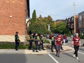 Ontario Provincial Police officers were also on the scene at the intersection of Somerset Street East and Russell Avenue in Sandy Hill late Saturday afternoon.
