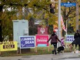 Municipal election signs around the Knoxdale-Merivale Ward.