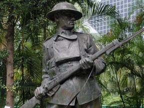 A statue of John Robert Osborn (Victoria Cross recipient) stands in Hong Kong.