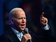 President Joe Biden speaks during a rally.