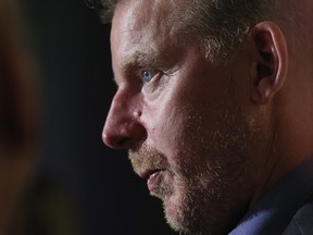 Daniel Alfredsson attends a press opportunity for his Hall induction at the Hockey Hall Of Fame in Toronto, Nov. 11, 2022.