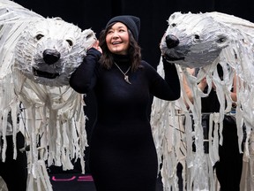 OTTAWA — Director Reneltta Arluk with puppeteers Gisle Lars Henriet (left), as Angu’ruaq, and Joylyn Secunda, as Ukuannuaq.