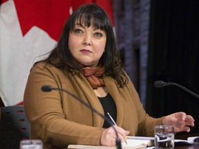 Natalie Mehra, executive director of the Ontario Health Coalition holds a news conference at Queen's Park inToronto on Monday, January 21, 2019.