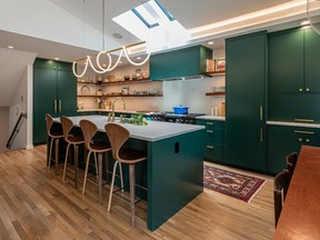 Richer colours like greens and coastal blues are trending in both kitchen and bath.