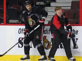 Hockey Hall of Fame inductee Daniel Alfredsson right) had high praise for his former teammate and countryman Erik Karlsson at the Hockey Hall of Fame inductions. Tony Caldwell/Ottawa Sun