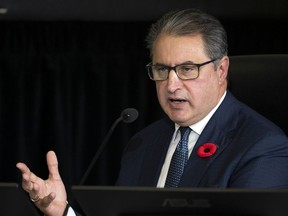 Ontario Deputy Socilitor General Mario Di Tommaso appears before the Public Order Emergency Commission in Ottawa on Nov. 10, 2022.